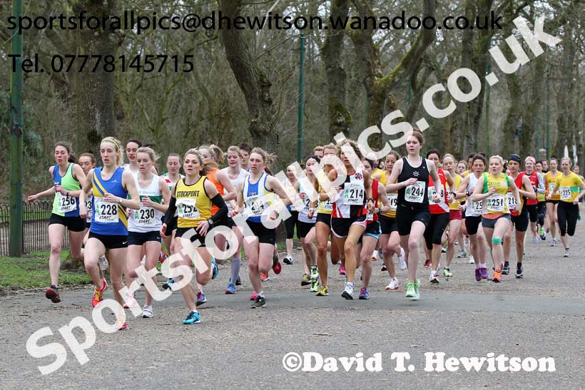 Start of the senior womens 6 stage relay, 2014 Northern 12 and 6 Stage Relays, Heaton Park, Manchester. Photo: David T. Hewitson/Sports for All Pics